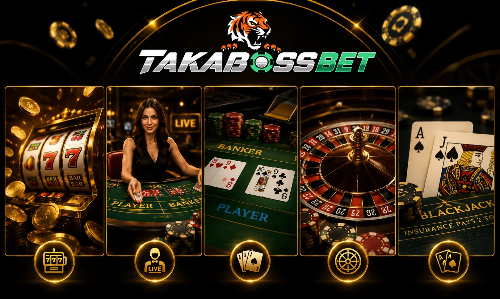 Popular online casino game categories including slots live casino baccarat roulette and blackjack