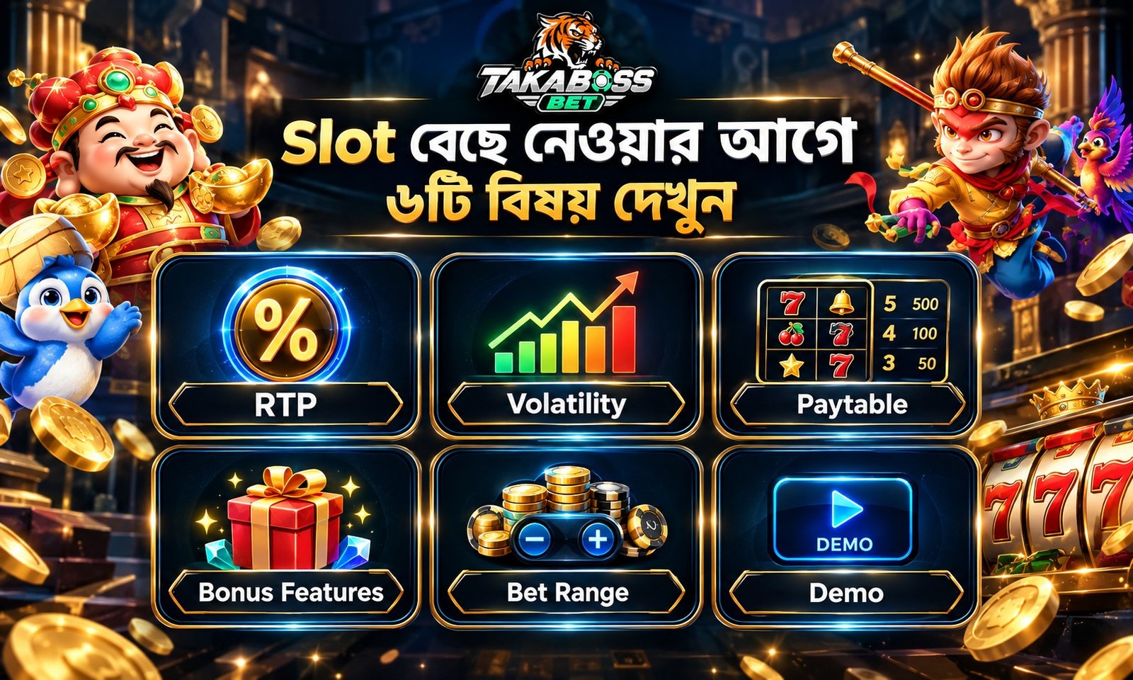 How to choose slot games using RTP, Volatility, Paytable, Bonus Features, Bet Range and Demo