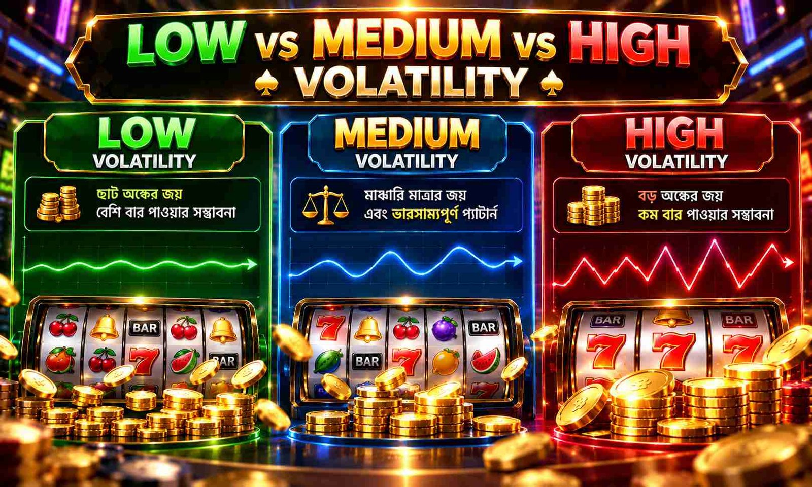 Low Medium and High Slot Volatility comparison