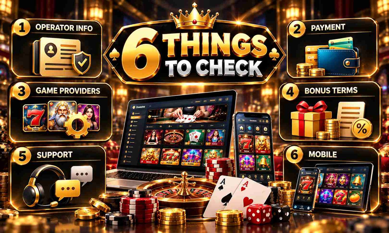 Online Casino যাচাই করার ছয়টি গুরুত্বপূর্ণ বিষয়